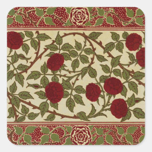 Walter Crane Oude Rosamund Rode Roos Bloemschilder Vierkante Sticker