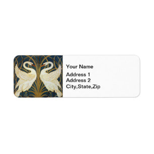 Walter Crane Oude Zwaan en Iris Art Nouveau Etiket