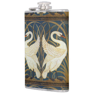 Walter Crane Oude Zwaan en Iris Art Nouveau Heupfles