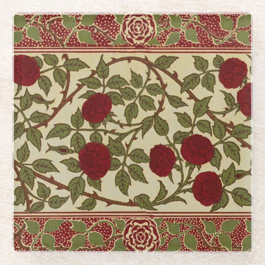 Walter Crane Red Roses with Thorned Stems Glazen Onderzetter (Voorkant)