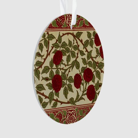 Walter Crane Red Roses with Thorned Stems Ornament (voorkant)