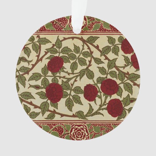 Walter Crane Red Roses with Thorned Stems Ornament (voorkant)