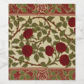 Walter Crane Red Roses with Thorned Stems Wijn Etiket (Enkel label)