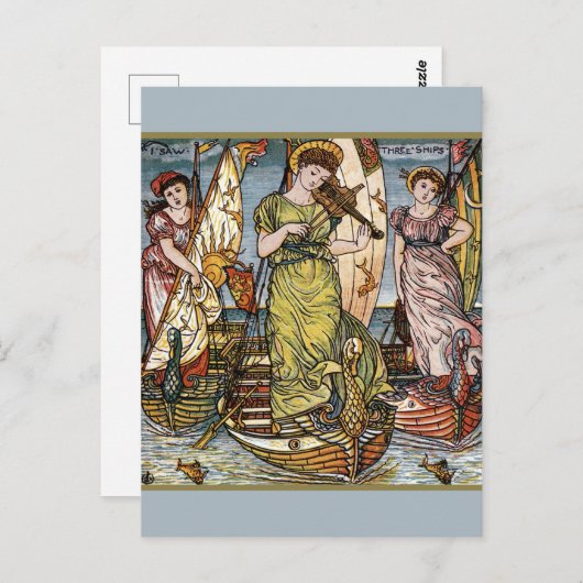 Walter Crane Ships, sierlijke dames, Art Nouveau Briefkaart (Voorkant / Achterkant)