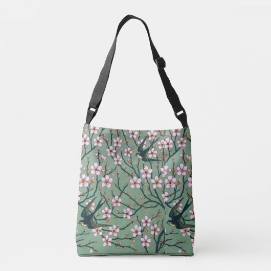Walter Crane - Swallows and Almond Blossoms Mug Crossbody Tas (Achterkant)