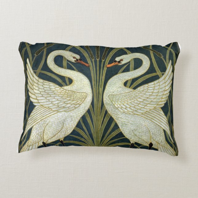 Walter Crane Swan & Rush and Iris Victorian  Accent Kussen (Achterkant)