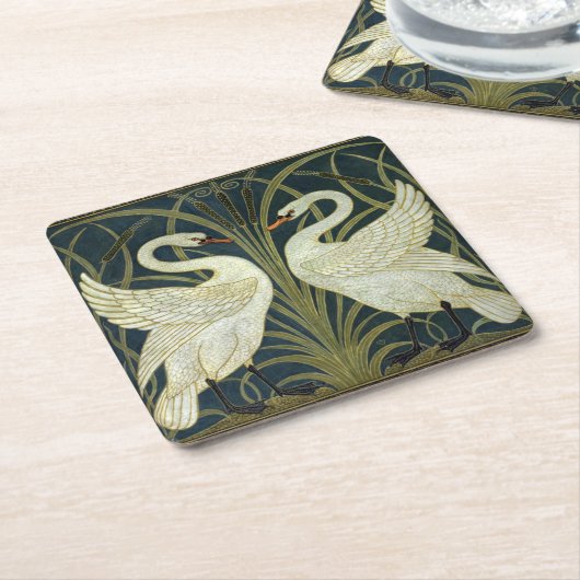 Walter Crane Swan & Rush and Iris Victorian  Kartonnen Onderzetters (Schuin)