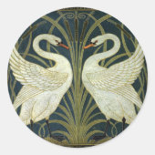 Walter Crane Swan & Rush and Iris Victorian  Ronde Sticker (Voorkant)