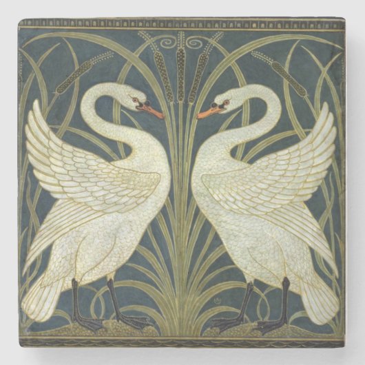 Walter Crane Swan & Rush and Iris Victorian  Stenen Onderzetter (Voorkant)