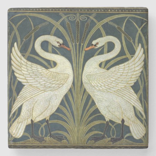 Walter Crane Swan & Rush and Iris Victorian  Stenen Onderzetter (Voorkant)