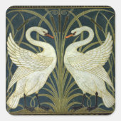 Walter Crane Swan & Rush and Iris Victorian Vierkante Sticker (Voorkant)
