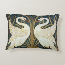 Walter Crane Swan, Rush en Iris Art Nouveau Accent Kussen