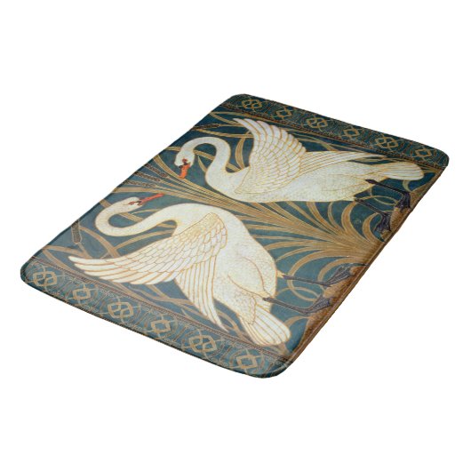 Walter Crane Swan, Rush en Iris Art Nouveau Badmat (Gekanteld)