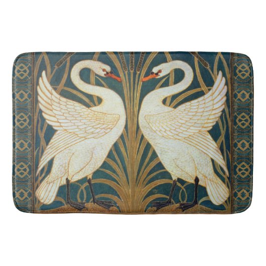 Walter Crane Swan, Rush en Iris Art Nouveau Badmat (Voorkant)