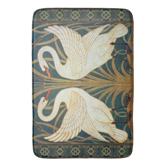 Walter Crane Swan, Rush en Iris Art Nouveau Badmat (Voorkant Verticaal)