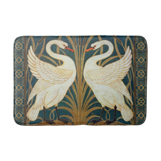 Walter Crane Swan, Rush en Iris Art Nouveau Badmat (Voorkant)