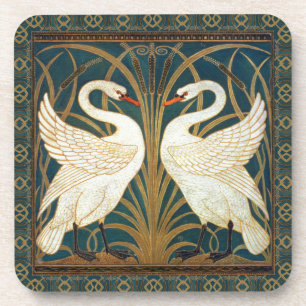 Walter Crane Swan, Rush en Iris Art Nouveau Bier Onderzetter