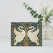 Walter Crane Swan, Rush en Iris Art Nouveau Briefkaart (Staand voorkant)
