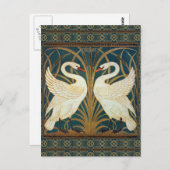 Walter Crane Swan, Rush en Iris Art Nouveau Briefkaart (Voorkant / Achterkant)