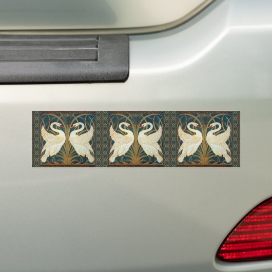 Walter Crane Swan, Rush en Iris Art Nouveau Bumpersticker (Op auto)