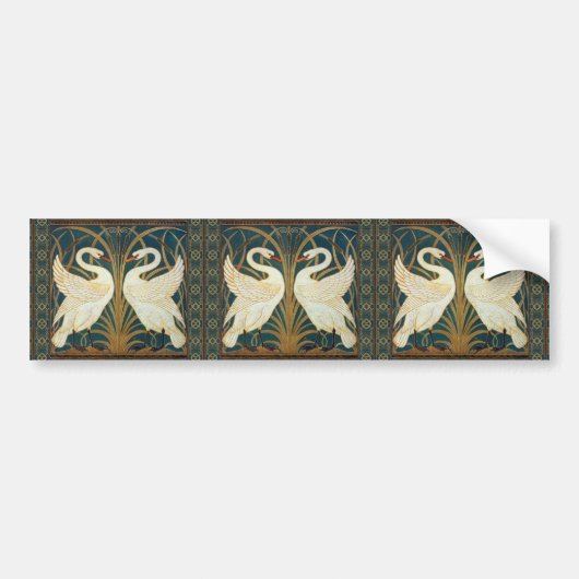 Walter Crane Swan, Rush en Iris Art Nouveau Bumpersticker (Voorkant)