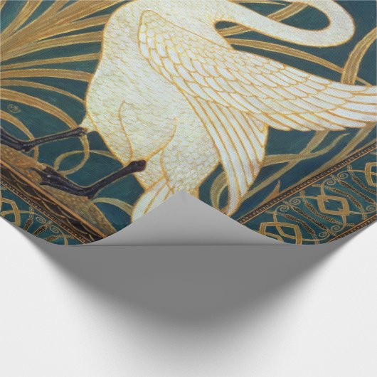 Walter Crane Swan, Rush en Iris Art Nouveau Cadeaupapier (Hoek)