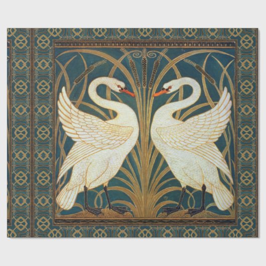 Walter Crane Swan, Rush en Iris Art Nouveau Cadeaupapier (Vlak)