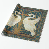 Walter Crane Swan, Rush en Iris Art Nouveau Cadeaupapier (Uitgerold)