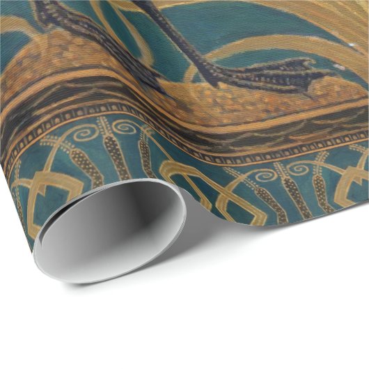 Walter Crane Swan, Rush en Iris Art Nouveau Cadeaupapier (Rol Hoek)