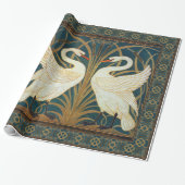 Walter Crane Swan, Rush en Iris Art Nouveau Cadeaupapier (Uitgerold)
