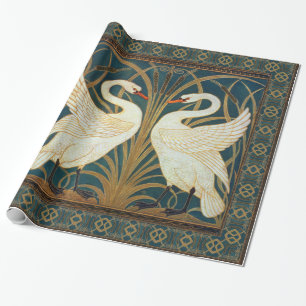 Walter Crane Swan, Rush en Iris Art Nouveau Cadeaupapier
