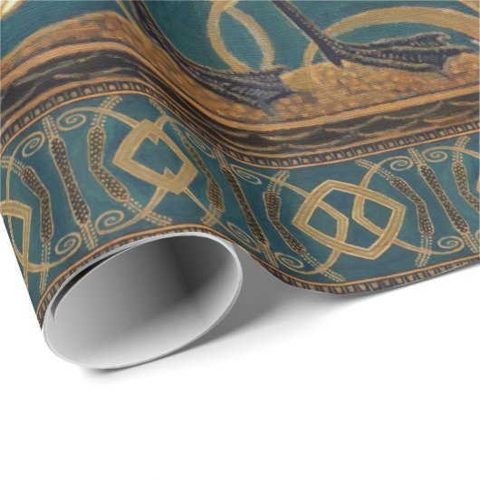 Walter Crane Swan, Rush en Iris Art Nouveau Cadeaupapier (Rol Hoek)