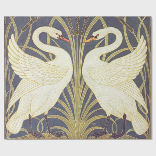 Walter Crane Swan, Rush en Iris Art Nouveau Cadeaupapier (Vlak)