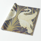 Walter Crane Swan, Rush en Iris Art Nouveau Cadeaupapier (Uitgerold)