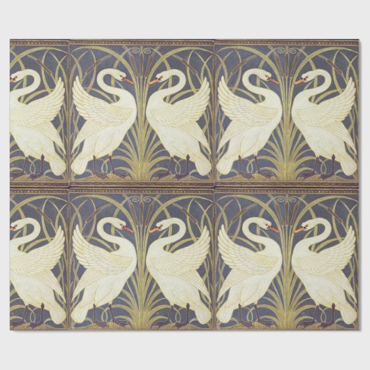 Walter Crane Swan, Rush en Iris Art Nouveau Cadeaupapier (Vlak)