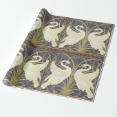 Walter Crane Swan, Rush en Iris Art Nouveau Cadeaupapier (Uitgerold)