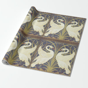 Walter Crane Swan, Rush en Iris Art Nouveau Cadeaupapier
