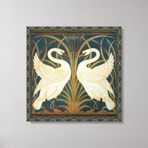 Walter Crane Swan, Rush en Iris Art Nouveau Canvas Afdruk