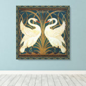 Walter Crane Swan, Rush en Iris Art Nouveau Canvas Afdruk (Insitu (Houten vloer))