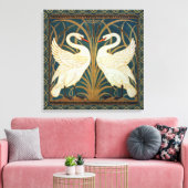 Walter Crane Swan, Rush en Iris Art Nouveau Canvas Afdruk (Insitu (Woonkamer))