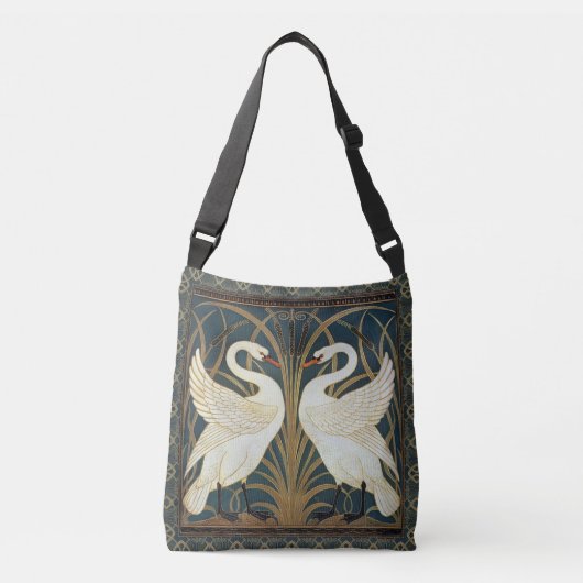Walter Crane Swan, Rush en Iris Art Nouveau Crossbody Tas (Voorkant)