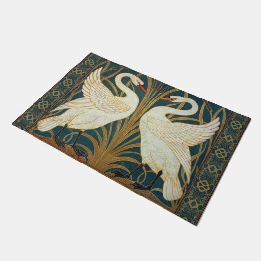 Walter Crane Swan, Rush en Iris Art Nouveau Deurmat (Schuin)
