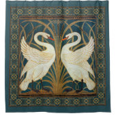 Walter Crane Swan, Rush en Iris Art Nouveau Douchegordijn (Voorkant)