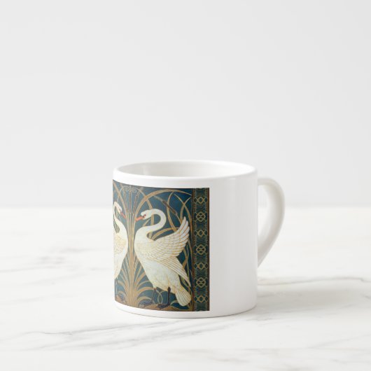 Walter Crane Swan, Rush en Iris Art Nouveau Espresso Kop (Voorkant rechts)