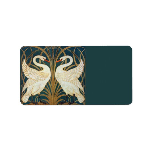 Walter Crane Swan, Rush en Iris Art Nouveau Etiket (Voorkant)