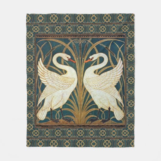 Walter Crane Swan, Rush en Iris Art Nouveau Fleece Deken (Voorkant)
