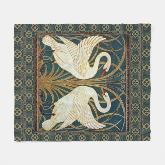 Walter Crane Swan, Rush en Iris Art Nouveau Fleece Deken (Voorkant (Horizontaal))
