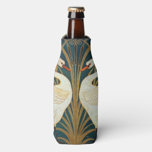 Walter Crane Swan, Rush en Iris Art Nouveau Flesjeskoeler (Fles Voorkant)