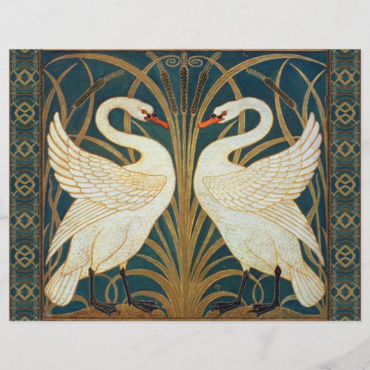Walter Crane Swan, Rush en Iris Art Nouveau Flyer (Voorkant)