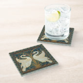 Walter Crane Swan, Rush en Iris Art Nouveau Glazen Onderzetter (Schuin)